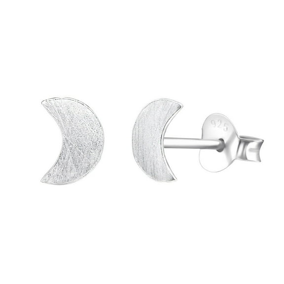 925 Sterling Silver Crescent Moon Stud Earring