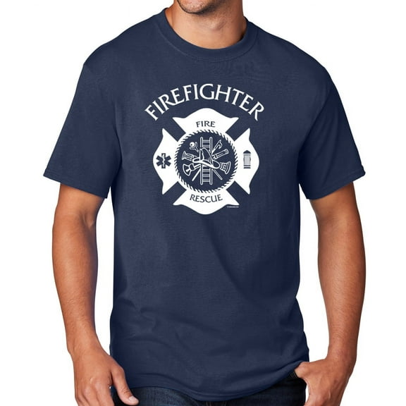 Men's Firefighter T-shirt, Medium Navy Blue