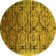 thumbnail image 1 of Ahgly Company Machine Washable Indoor Round Oriental Yellow Industrial Area Rugs, 8' Round, 1 of 4