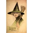 thumbnail image 2 of Vintage Apple Collection 13x18 White Modern Wood Framed Museum Art Print Titled - Halloween Beautiful Green Witch.tif, 2 of 4