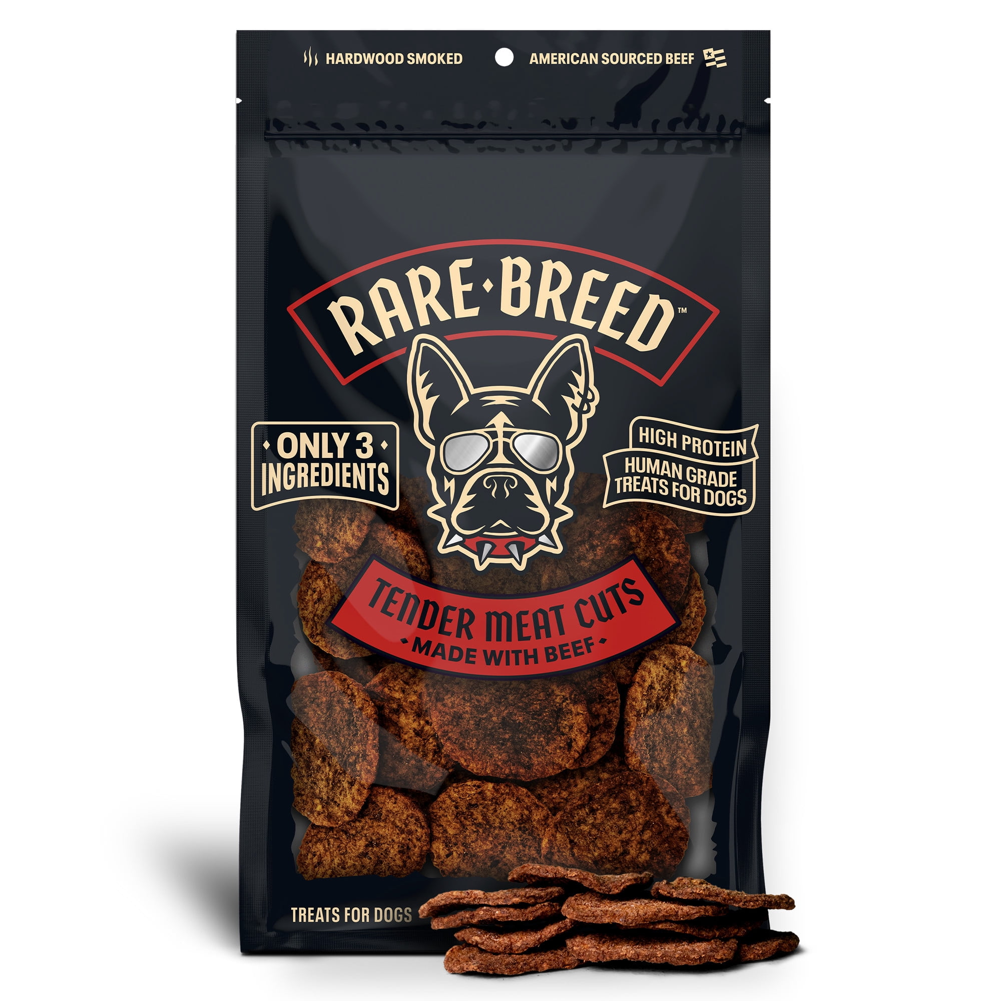 Rare Breed Dog Treats, Tender Meat Cuts Made w Beef, 3 Ingredients, Human Grade, 12 Ounce pack, for all size dogs