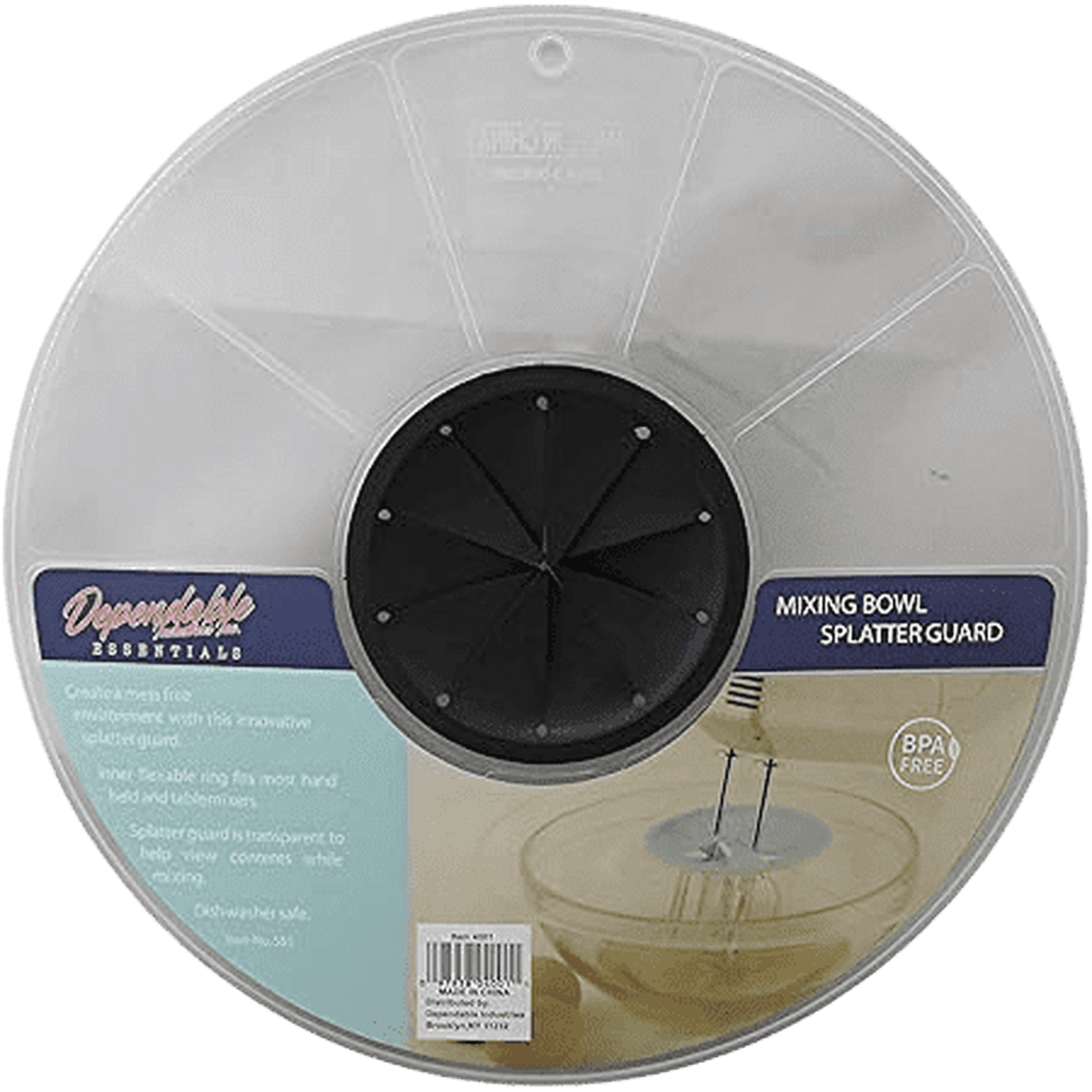 12" Mixing Bowl Splatter Guard Universal Fit for Hand and Electric Mixers, Heat-Resistant Silicone, Dishwasher Safe - Kitchen Baking Accessory by Dependable Industries Black