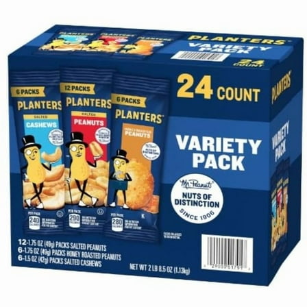 Planters Variety Pack Cashews & Peanuts, 24 pk. 2.53lbs