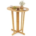 thumbnail image 1 of Gymax Table de Bar Pliant d'Extérieur avec Plateau Ovale et Base en Croix pour Patio Naturel, 1 of 9