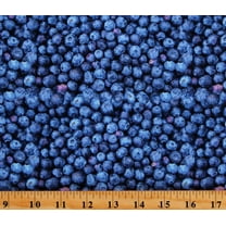 Cotton Blueberries Blueberry Berries Fruits Food Allover Blue Cotton Fabric Print by the Yard (115484)