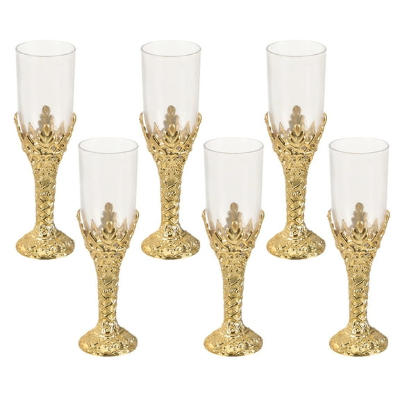 PENIKOKO Set of 6 Plastic Chalice Cups Small Wine Goblets for Home, Parties, and Special Occasions