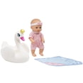 thumbnail image 3 of Dream Collection: 10" Bath Time Baby Doll & Swan Floatie Set - Onesie Outfit & Headband, Swaddle Blanket Towel, Hard Body, Water Play Toy Set, Kids 2+, 3 of 8