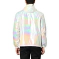 thumbnail image 3 of INSPIRE CHIC Men's Jacket Metallic Zip up Hooded Lightweight Holographic Shiny Jackets 2XL White, 3 of 8