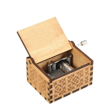 An Out Of The Box Christmas Musical Wood Music Box Mini Vintage Engraved Hand-Operated Musical Box Birthday Christmas Valentine's Day Exquisite Gift ()