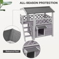 thumbnail image 4 of BUTINGLALE Cat House Outdoor Indoor Feral Cat Shelter Wooden Kitty House with Stairs, Balcony＆Weatherproof Roof, 4 of 8