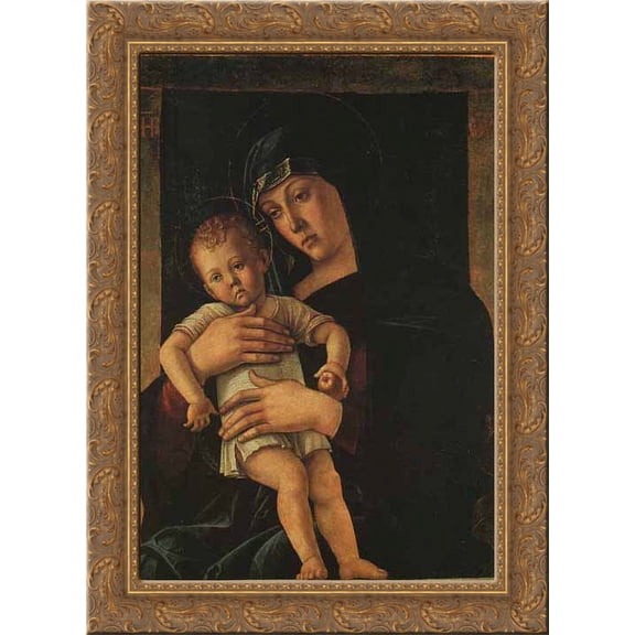 Greek Madonna 20x24 Gold Ornate Wood Framed Canvas Art by Bellini, Giovanni