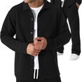 thumbnail image 2 of CharmCyan Mens Long Sleeve Button Down Shirt and Pants Set Casual Relaxed Fit Lightweight Textured Outfit Two Piece Loungewear Suit for Daily Wear Black M, 2 of 2