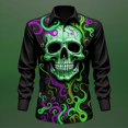 thumbnail image 1 of Camisa divertida de moda para hombre, máscara para hombre, esqueleto, informal, uso diario, solapa, cómoda, elegante, camisa de manga larga, estilo nuevo 2024, 1 of 6