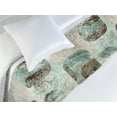 thumbnail image 3 of Grunge Bed Runner, Rounded Rectangular Forms Weathered Bohemian on Eggshell Toned Backdrop, Decorative Accent Bedding Scarf for Hotels Homes & Guest Rooms, Twin, Laurel Green Dark Brown, by Ambesonne, 3 of 3
