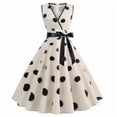 thumbnail image 1 of Women Retro Rockabilly Polka Dot Dress-apricot, 1 of 3