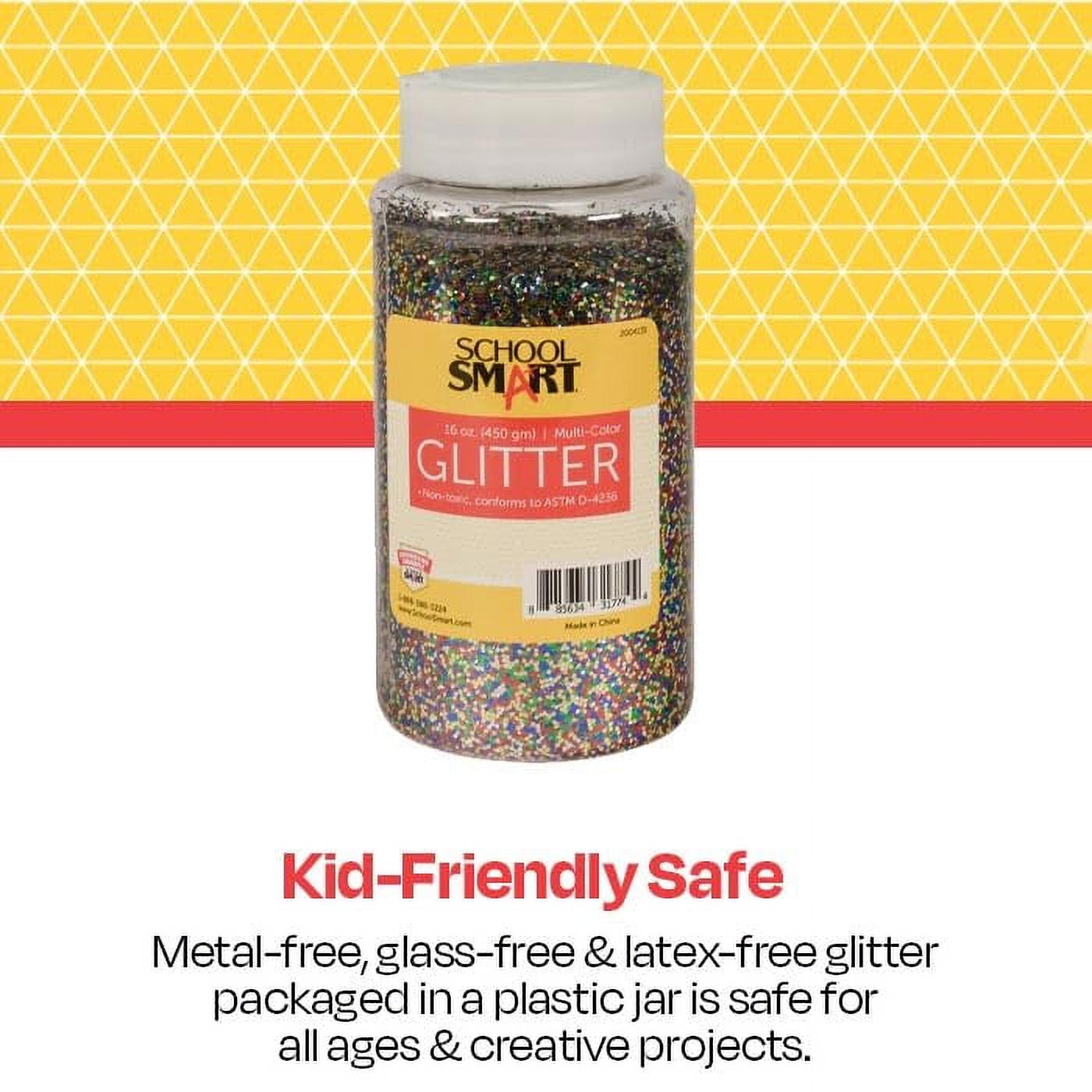 School Smart 2004131 1 lbs Jar Craft Glitter, Multi Color
