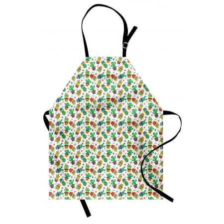Cactus Apron  Repetitive Motifs of Cacti Succulent in Summer Tones Graph Notebook Illustration  Unisex Kitchen Bib with Adjustable Neck for Cooking Gardening  Adult Size  Multicolor  by Ambesonne