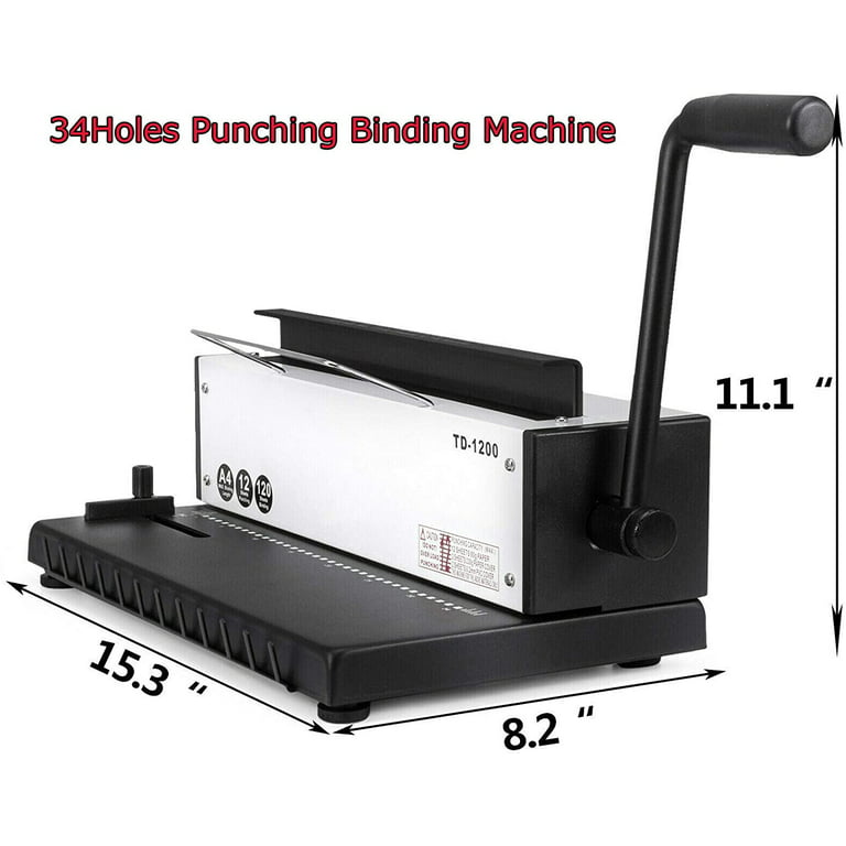 Techtongda Manual 34 Holes Punching Binding Machine All Steel Metal Spiral  Coil Binder Puncher 