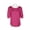 CERISE, variant on Joan Vass NY Scoop Neck Short Shirred Sleeve Solid Shirttail Hem-BLACK / XS