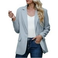 thumbnail image 4 of Dazajoo Women Plus Size Long Sleeve Blazers Dressy Casual Solid Color Button Suit Jackets 2025 Fall Loose Lightweight Open Front Lapel Cardigans,Blue,XXXL, 4 of 9
