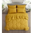 thumbnail image 2 of Chezmoi Collection Piper Oversized Queen Bed in a Bag 7-Piece Honeycomb Geometric Quilted Stone Washed Microfiber Comforter with Sheets Lightweight All Season Bedding, Oversized Queen, Mustard, 2 of 9