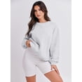 thumbnail image 5 of Women's Long Sleeve Sweatshirt Casual Crewneck Loose Fit Pullover Hoodie Fleece Fall Tops, 5 of 10