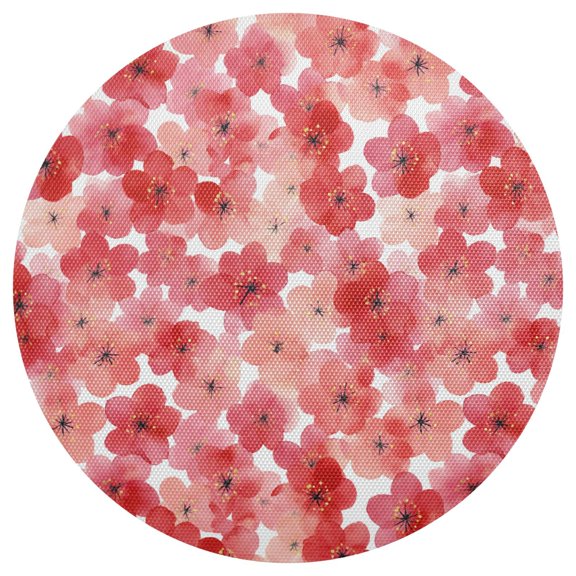 Red Flowers Round Placemats Set of 6 Woven Non-Slip Washable Heat Resistant Table Mats 15.4 Inch for Kitchen Dining Decor