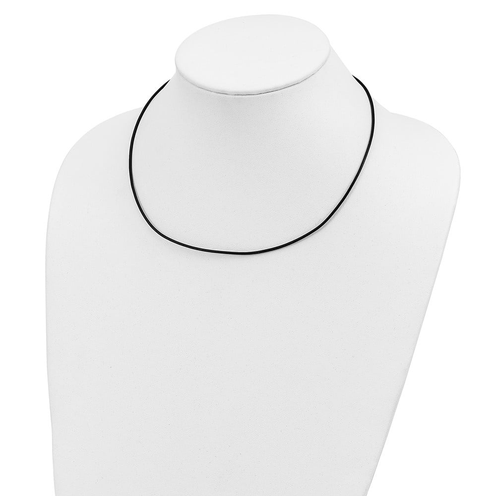 Auriga Fine Jewelry 14K White Gold 1.5mm Black Leather Cord Necklace 20inch for Women