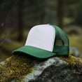 thumbnail image 3 of Falari 5-Panel Mesh Baseball Cap, Trucker Hat, Structured Plain Design, Cotton, Adjustable Size - Hunter Green, 3 of 7