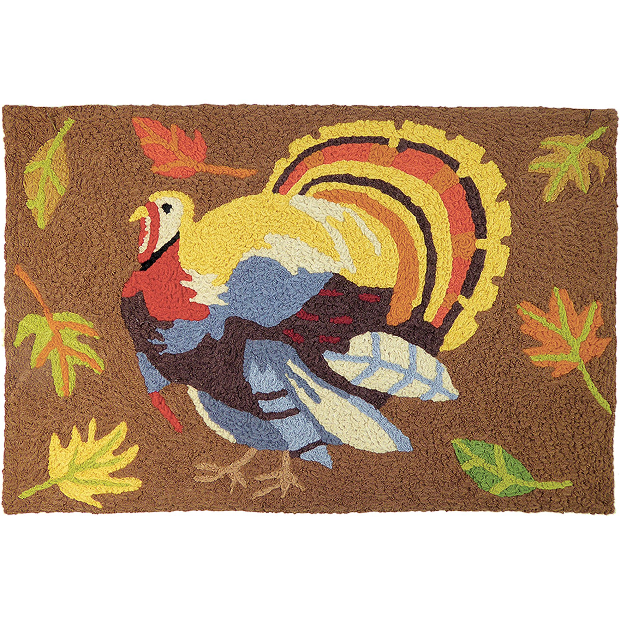 1.5' x 2.5' Vibrant Turkey Designed Rectangular Polyester Area Throw