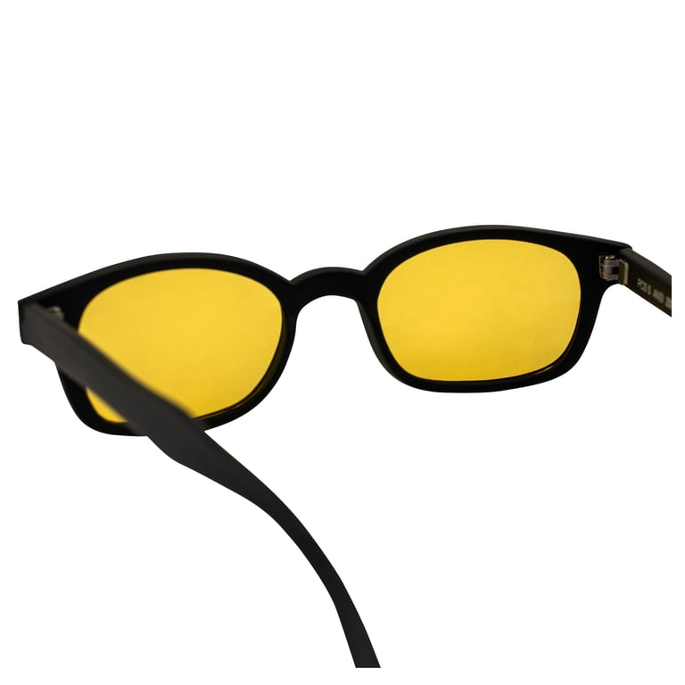 Pacific Coast KD's Biker Sunglasses - Black Frame With Yellow Lens Motorcycle Glasses