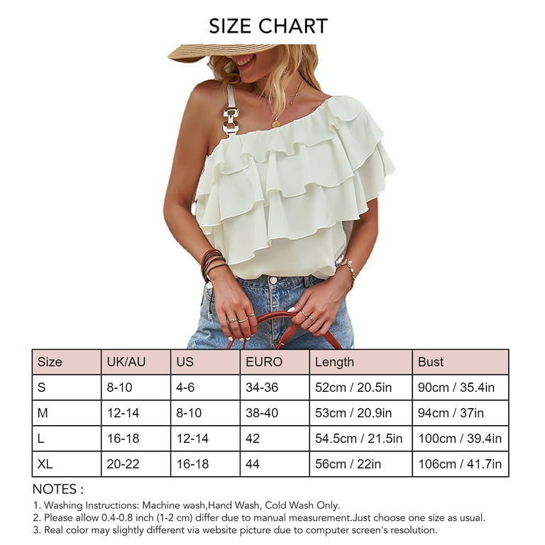 Women One Shoulder Top Off Shoulder Ruffle Backless Metal Buckle Strap Women Blouse Top for Summer Daily White L Walmart