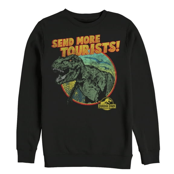 Men's Jurassic Park Vintage Send More Tourists Sweatshirt Black 3X Large