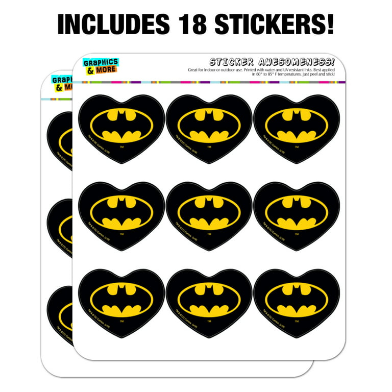Batman Classic Bat Shield Logo Heart Shaped Planner Calendar Scrapbook  Craft Stickers 