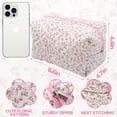 thumbnail image 4 of Bolsa de maquillaje con diseño de cisne oscuro, algodón, acolchada, con diseño floral, color rosa, 4 of 7