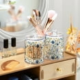 thumbnail image 3 of Yayeee 2 Pack Qtip Holder Bathroom Cotton Swab Canister with Lid Clear Dispenser Set, Blue Floral, 3 of 6