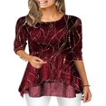 thumbnail image 1 of Plus Size Ample Manches 3/4 Irrégulières Décontractée Tunique de Travail Tops, 1 of 2