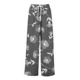 thumbnail image 5 of Mlqidk Pants for Women Dressy Loose High Waist Pants Elastic Drawstring Wide-Leg Beach Pants Summer Boho Floral Print Trousers with Pockets Gray S, 5 of 5