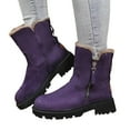 thumbnail image 5 of YLYL Women's Suede Winter Snow Boots Warm Fur Lined Side Zipper Lug Sole Chunky Heel No Slip Ankle Boots, 5 of 7