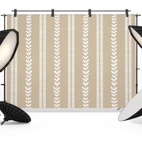Photo Backdrop 8x10 ft Sand Leafy Vertical Lines Photography Backdrops CurtainsLeaves Branches Stripes Photo Booth Drapes for Backdrop Photoshoot Wedding Party Birthday Background Screen