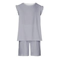 thumbnail image 2 of Uxgjfwu Girls Summer 2 Piece Outfits Comfortable Plain Sleeveless Cotton T-Shirt and Shorts Set Sizes 3-14,Gray, 2 of 9
