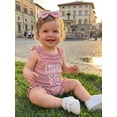thumbnail image 5 of BemeyourBBs Newborn Baby Girls Little Sister Outfit Waffle Knit Ruffle Romper Little Sis Letter Embroidery Ruffle Sleeveless Infant Bodysuit and Shorts Headband Set Cute Baby Girl Summer Clothes, 5 of 9