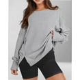 thumbnail image 3 of Womens Oversized Crewneck Long Sleeve Shirts Pullover Sweatshirts, 3 of 7