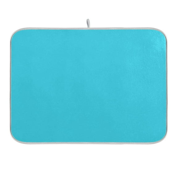 Light Blue Dish Drying Mat 16x18 Absorbent Microfiber Draining Rack Pad for Kitchen Counter Sink