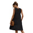 thumbnail image 2 of Nouvelle Robe Ligne A Unie pour Femmes Design Patchwork Col Rond Mode Urbaine Sans Manches Taille Mi-Haute Décontractée Ample Mini Robe, 2 of 2