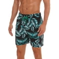 thumbnail image 1 of Capreze Mens Beach Pants Drawstring Swimsuit Pocket Boardshorts Breathable Beachwear High Waist Swimwear Black Bamboo Leaf XL, 1 of 8