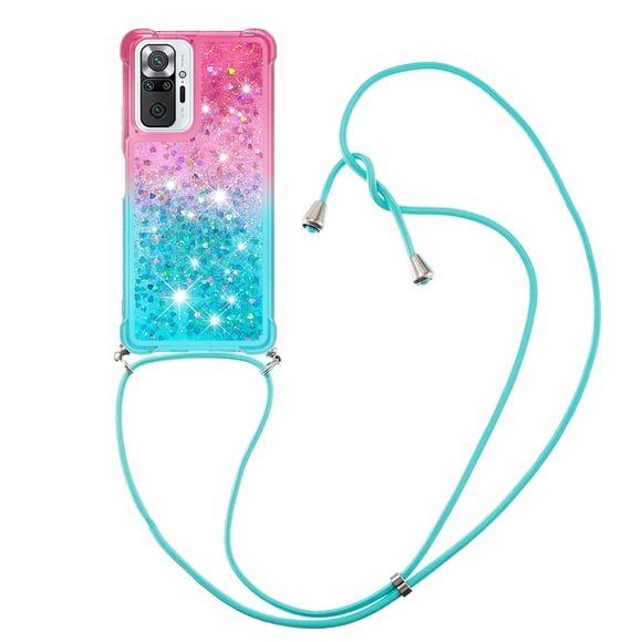 Funda para Xiaomi Redmi Note 10 PRO/PRO MAX Brillantina Líquida Divertida Reluciente y con Cristales en Movimiento Cuerpo Cruzado con Cordón Ajustable