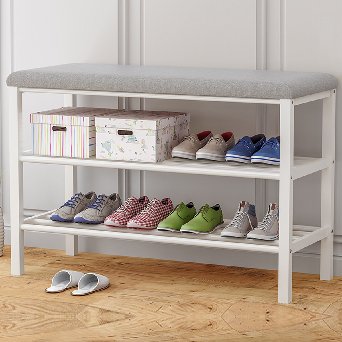 Modern Practical Home Entryway Furniture 3Tier Shoe Bench Shoe Rack