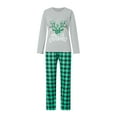 thumbnail image 2 of Spewahor Christmas Family Pajamas Matching Set Letter Elk Print Long Sleeve Tops and Plaid Pants Sleepwear, 2 of 10