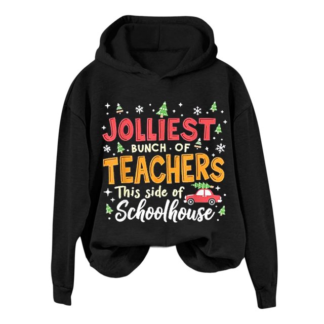 WILLBEST Sudadera con Capucha para Mujer, de Manga Larga, Estilo Oversize, con Estampado Navideño y Sin Bolsillos Grande